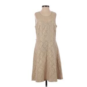The Limited Gold Lace A-Line Dress Fit & Flare Sleeveless Midi Size 2 Small